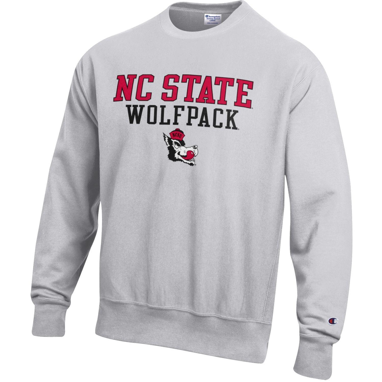 Silver Grey Reverse Weave Crew - NC State Wolfpack / Vault Wolfhead